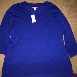 Royal blue 3/4 sleeve sweater